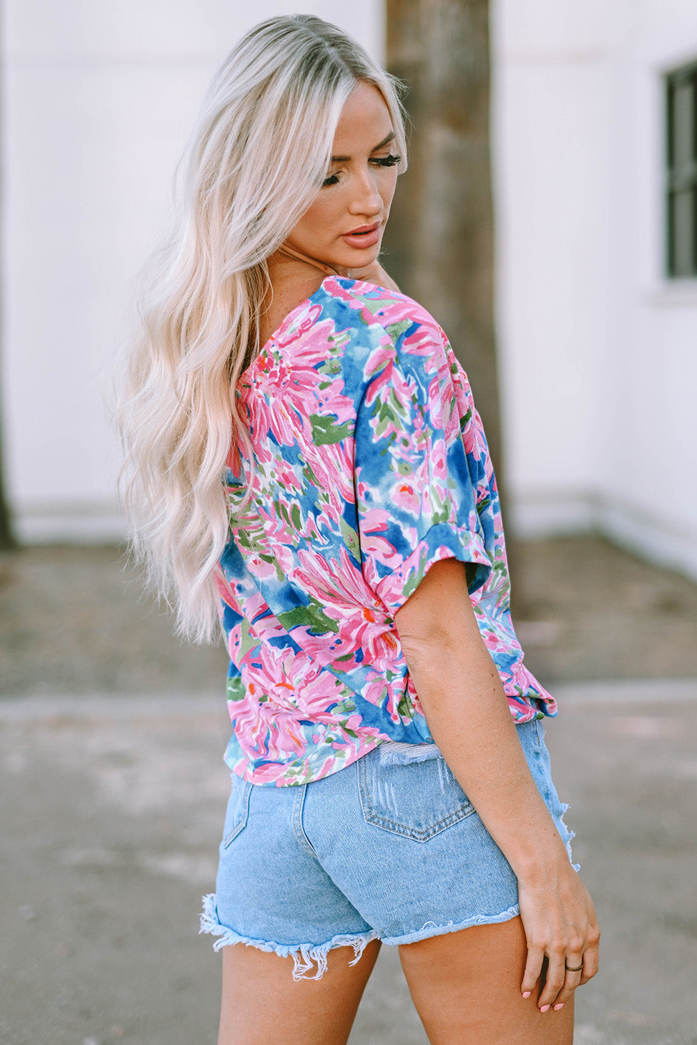 Pink Floral Print Top