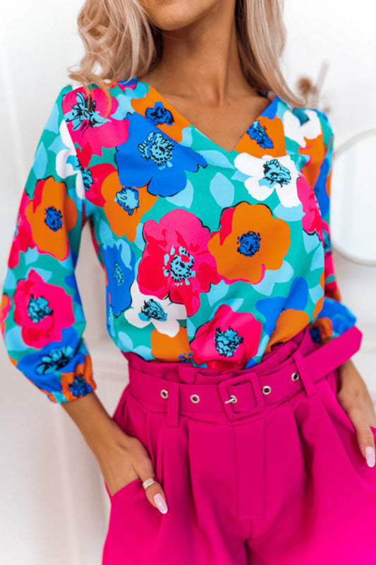 Pink & Orange Floral Print Top