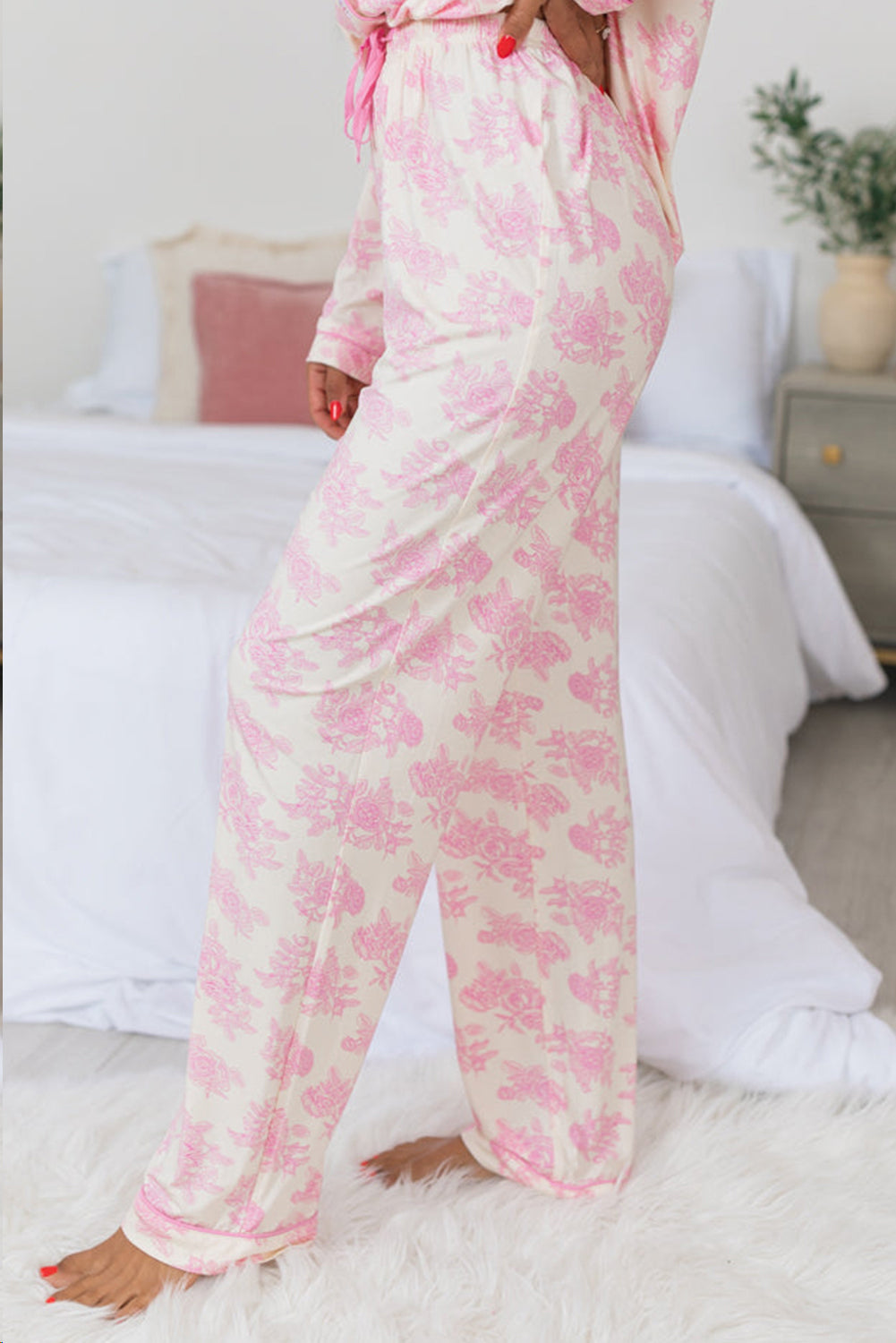 Pink Floral Pajamas Set