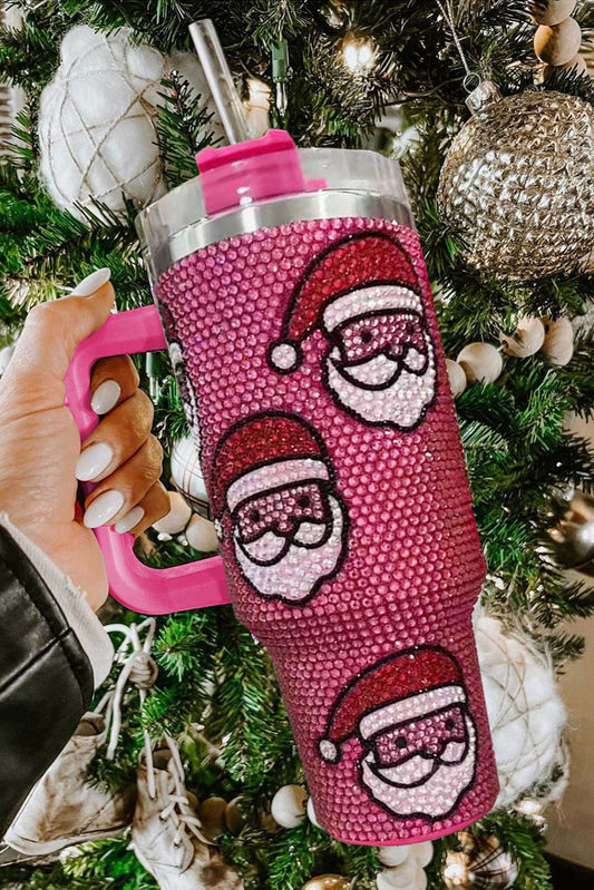 Rose Santa Claus Diamond 40oz Tumbler With Straw