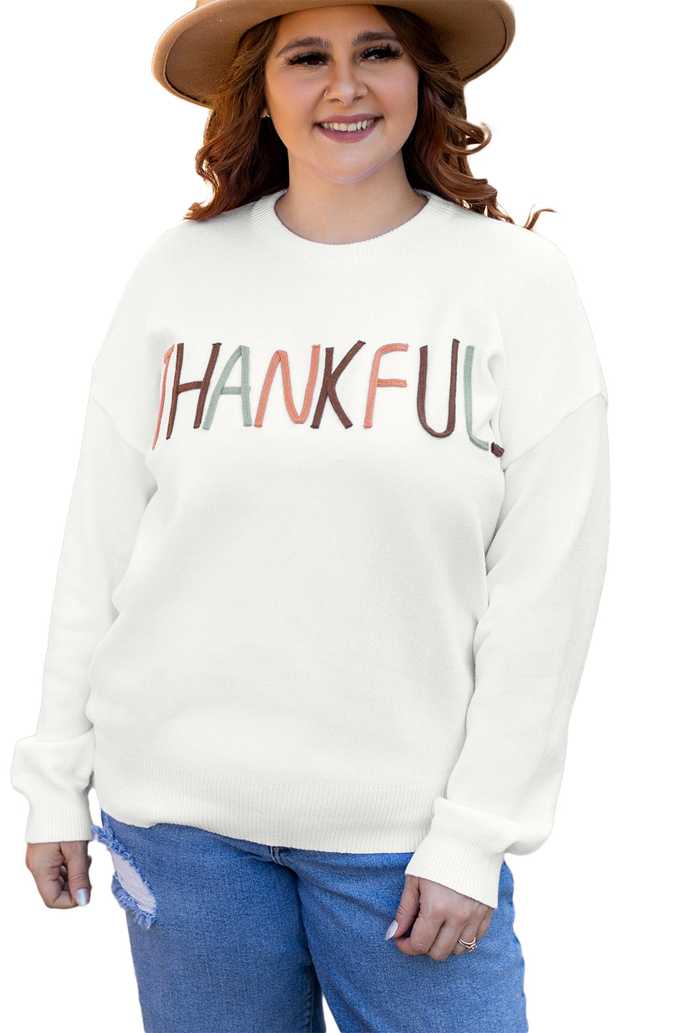 Thankful Ivory Plus Size Sweater