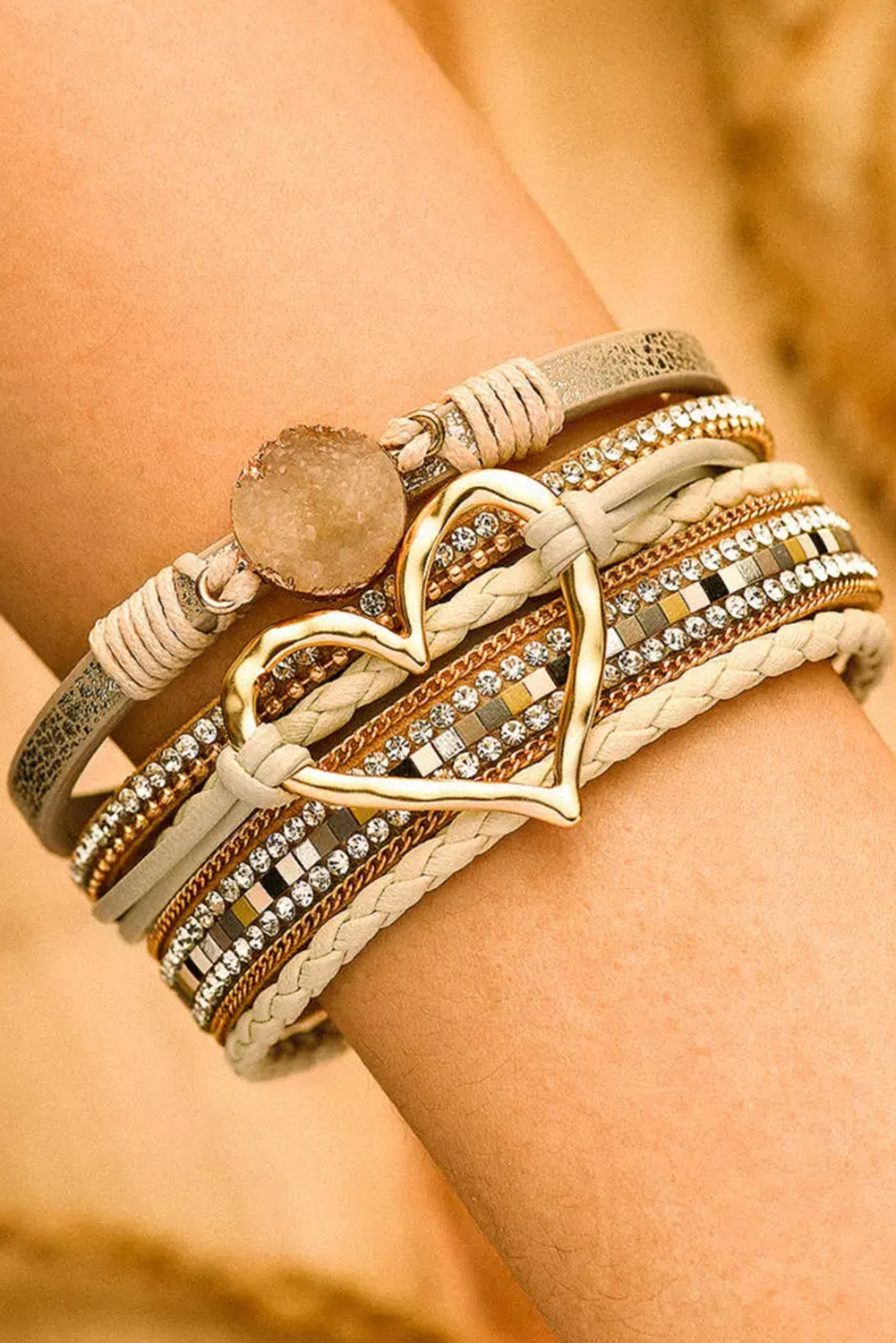 Beige Bohemian Heart Bracelet