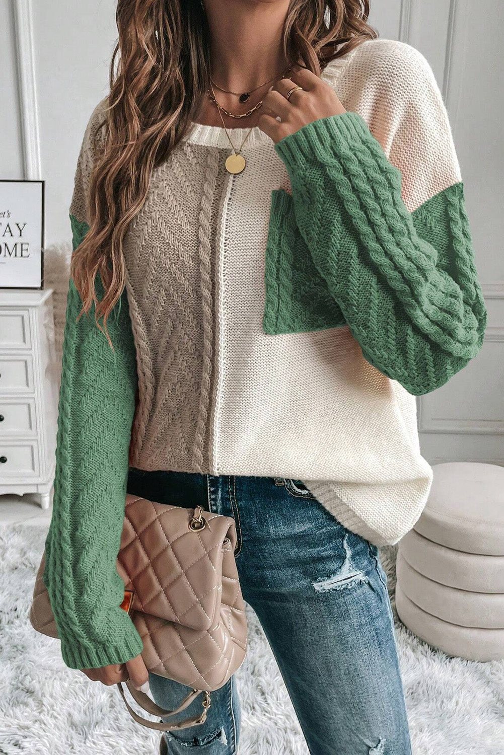 Vineyard Green Colorblock Sweater