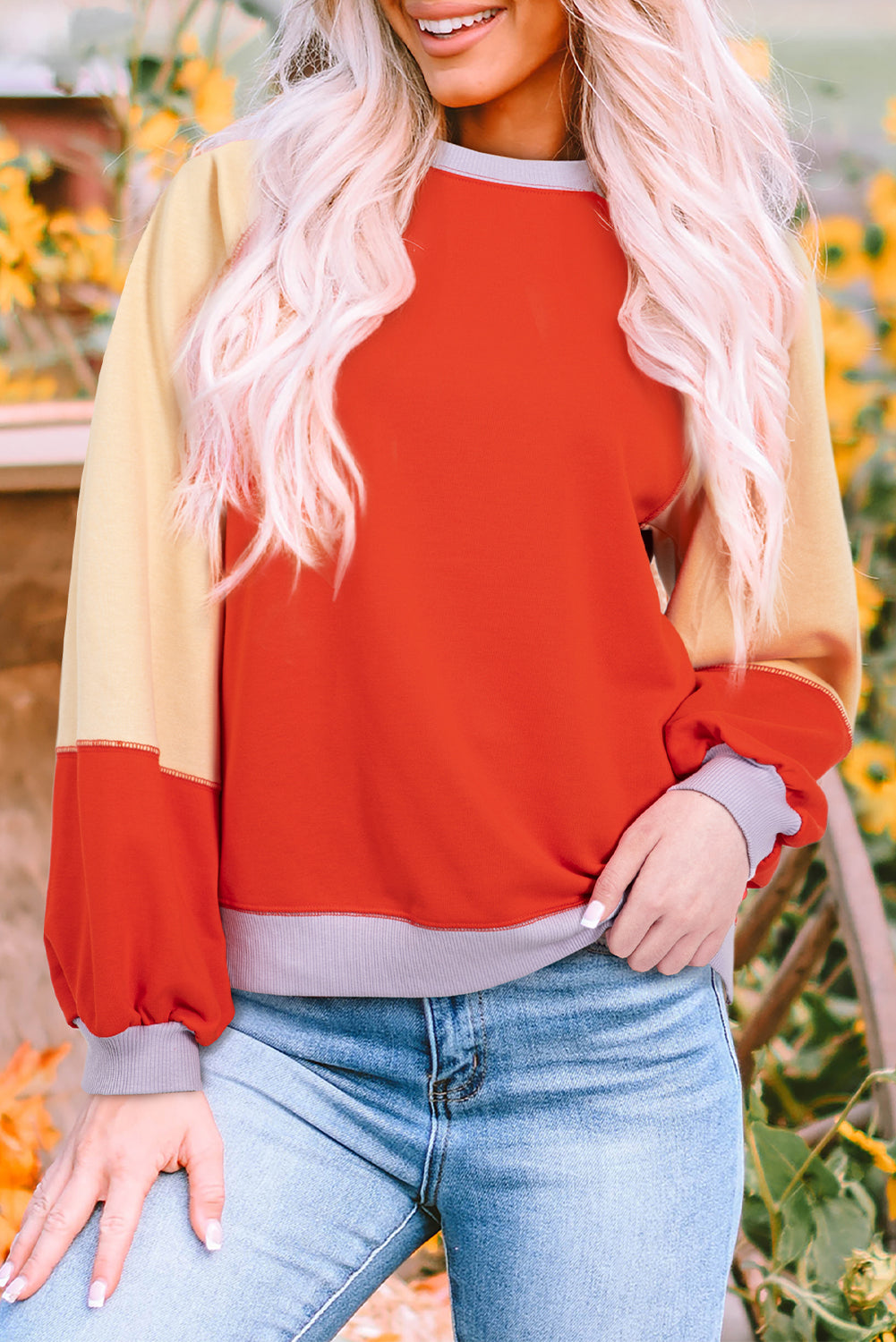 Orange ColorBlock Top