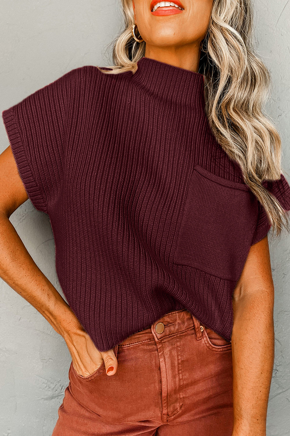 Burgundy Pocket Sweater