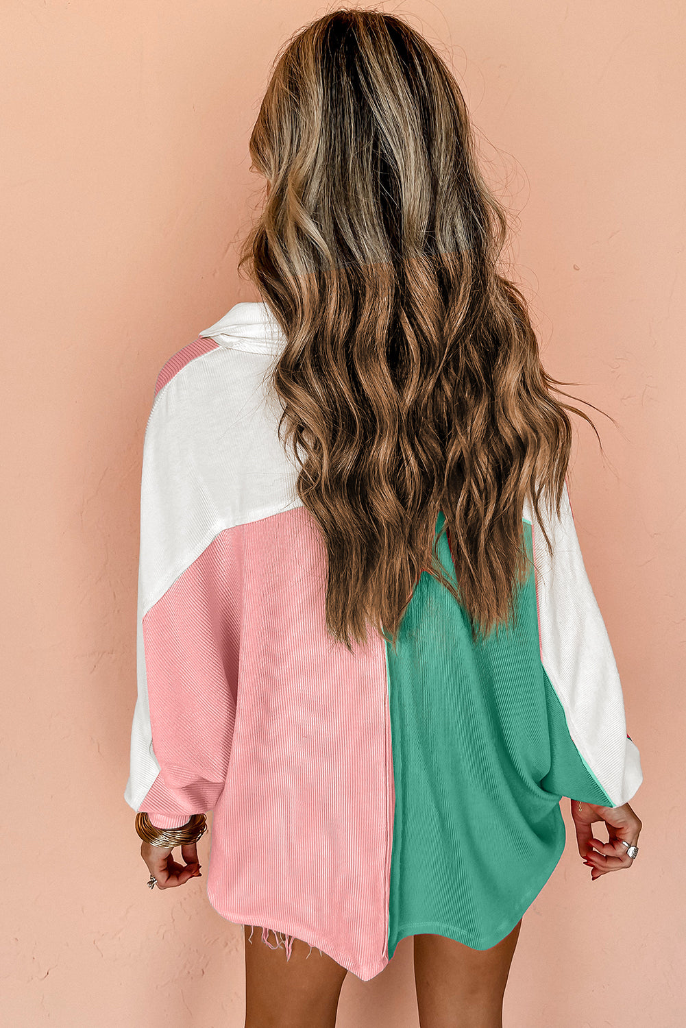 Pink & Green Colorblock Top