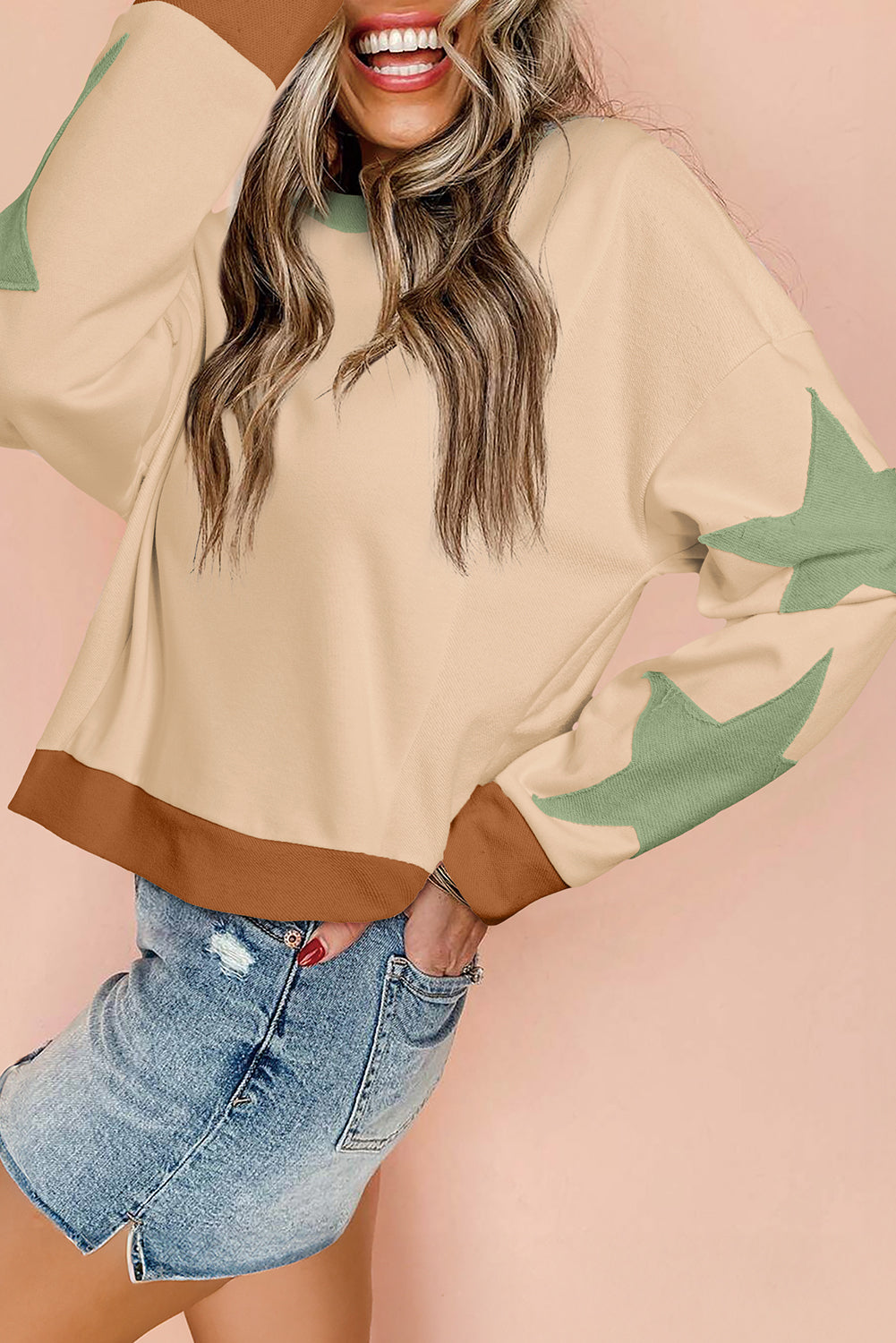 Parchment Star Patchwork Sweatshirt