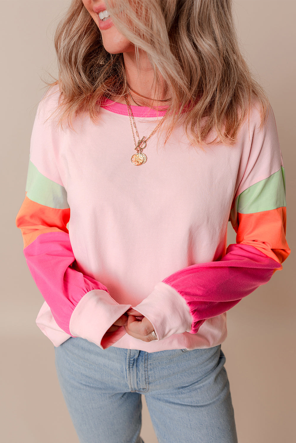 Pink Colorblock Top