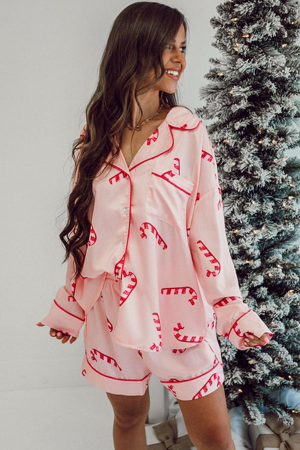 Pink Christmas Candy Cane Pajamas