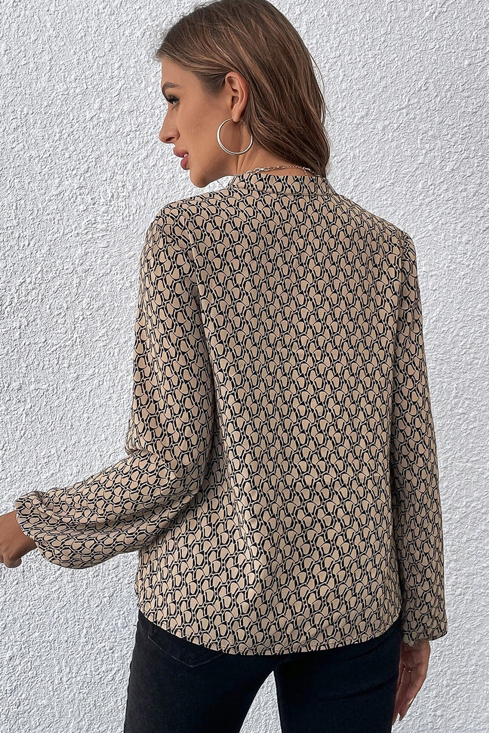 Khaki Geometric Print Top