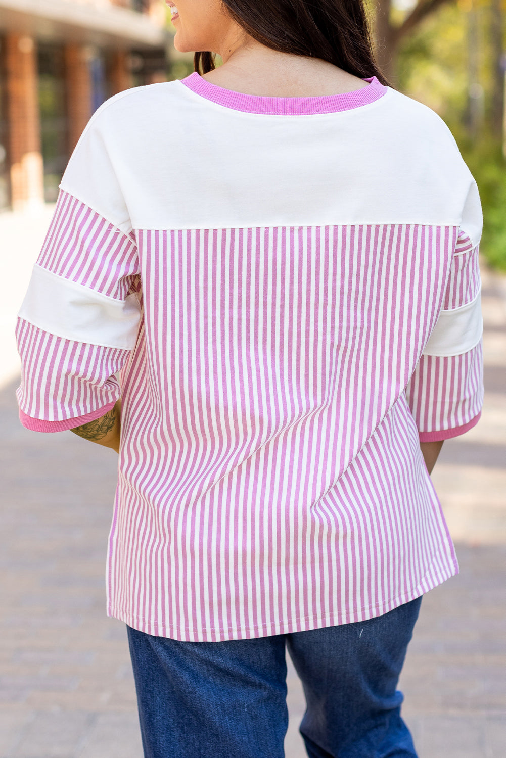 Purple Striped Casual Top