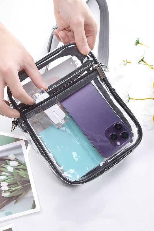 Black Transparent Zipper Crossbody Bag