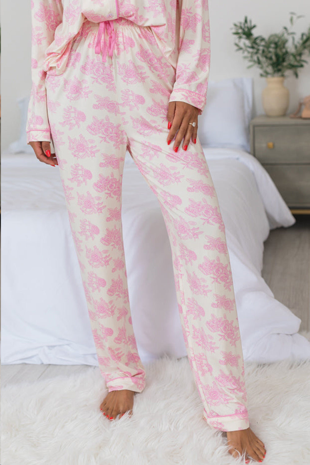 Pink Floral Pajamas Set