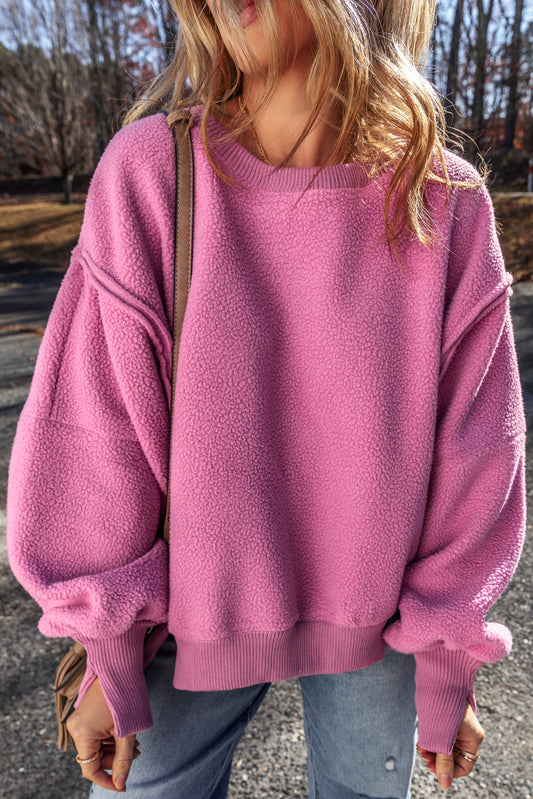 Bright Pink Sherpa Sweatshirt