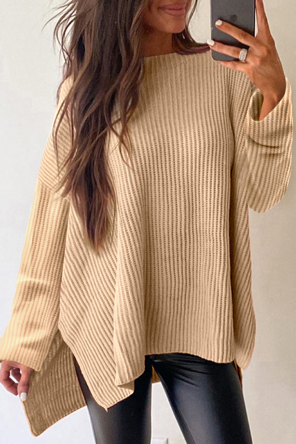 Apricot Cable Knit Sweater