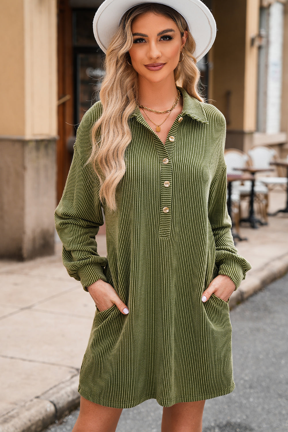 Moss Green Corded Dress