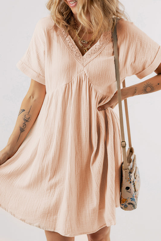 Beige Folded Mini Dress