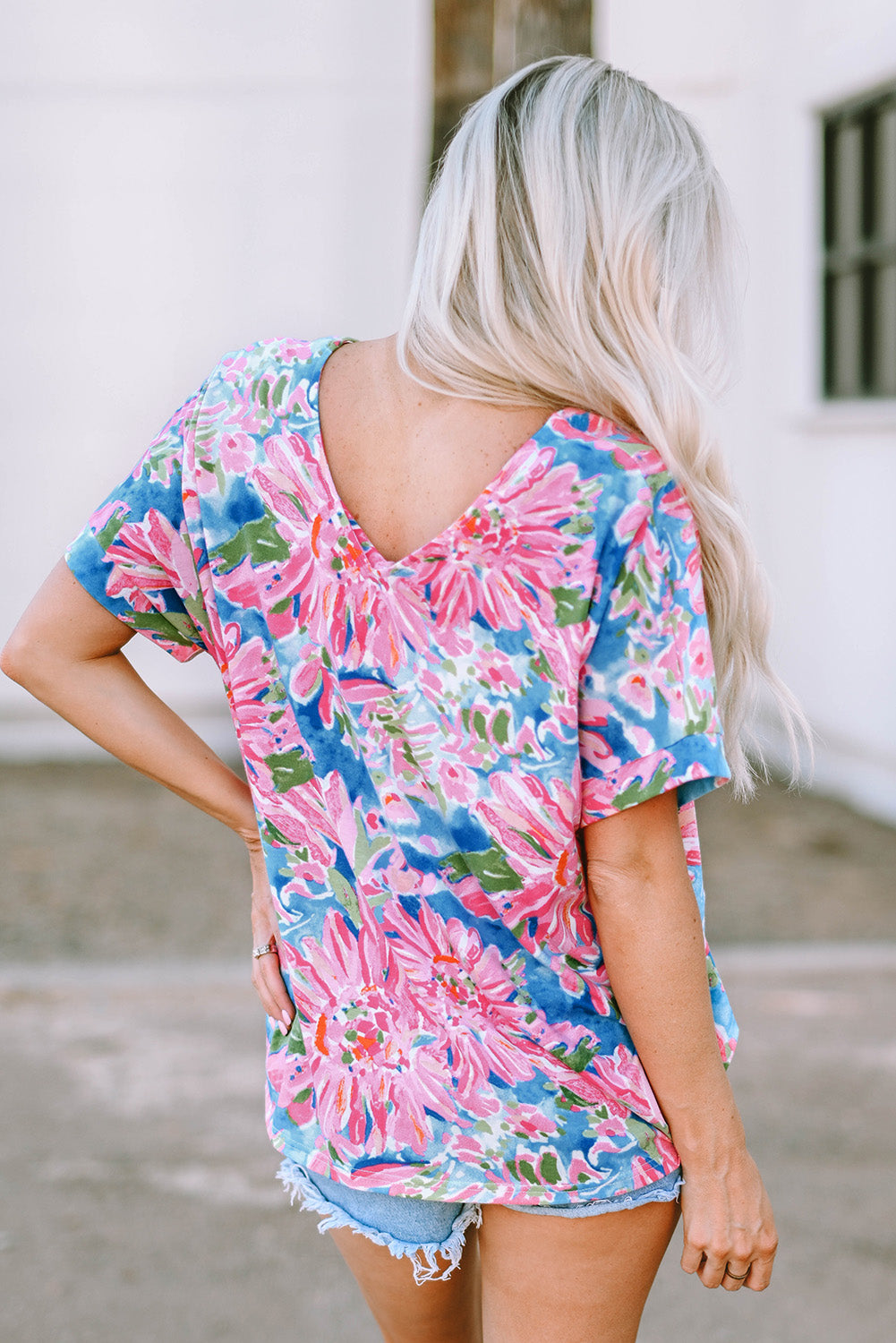 Pink Floral Print Top