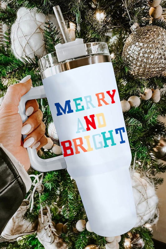 White Merry & Bright 40 oz Stainless Steel Cup