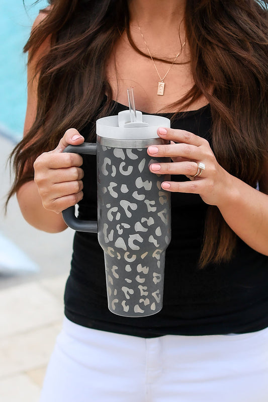 Gray Leopard 40oz Stainless Steel Tumbler