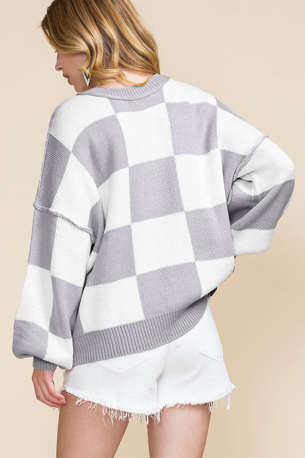 Gray Checkered Sweater