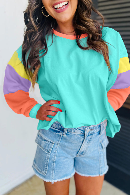 Teal Colorblock Top