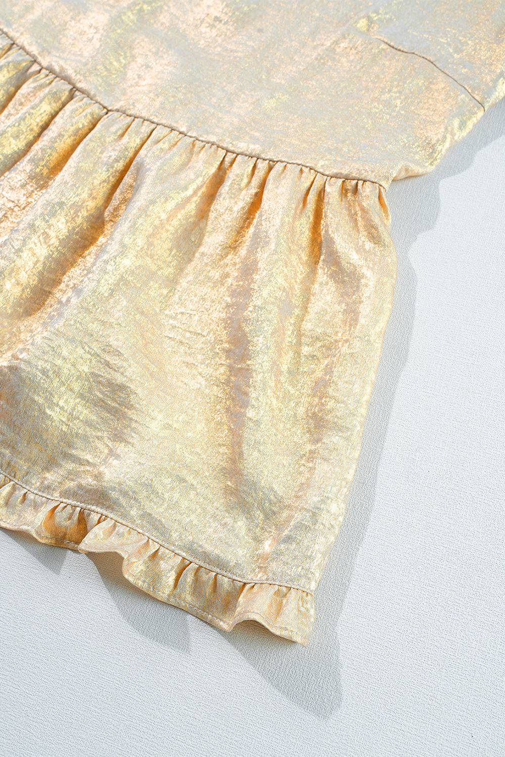 Gold Metallic Frilled Babydoll Blouse