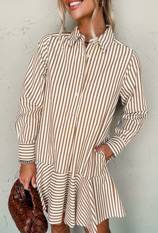 Brown Stripe Dress