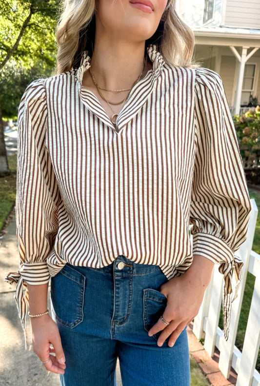 Tan Stripe Top