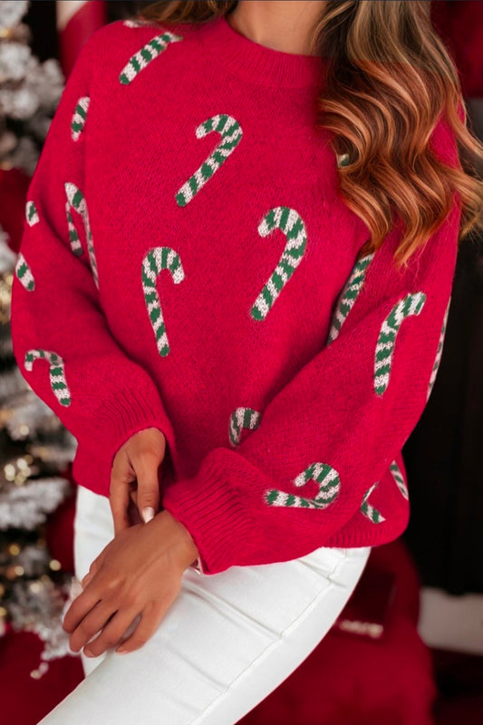 Candy Cane Cutie Sweater - Red