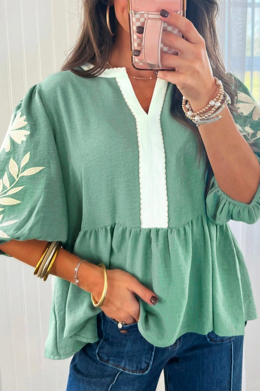 Sage Puff Sleeve Top