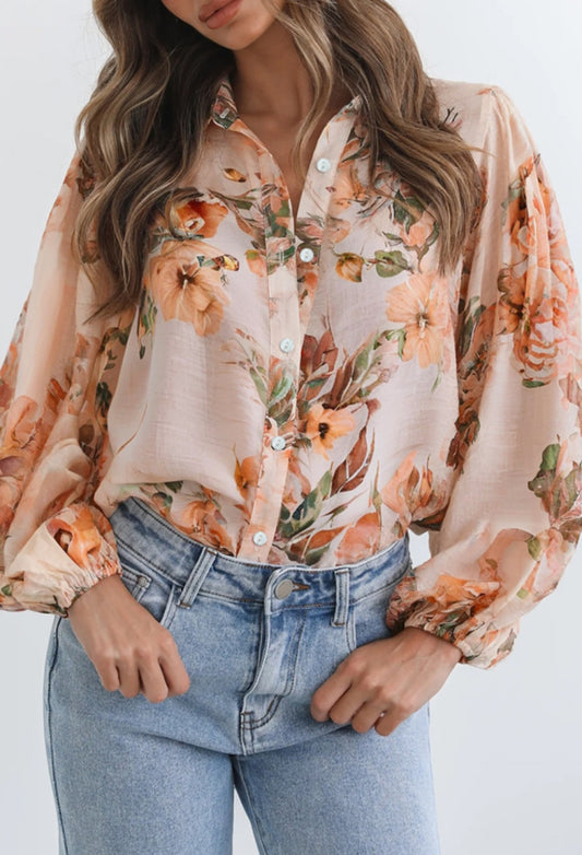 Orange Floral Top