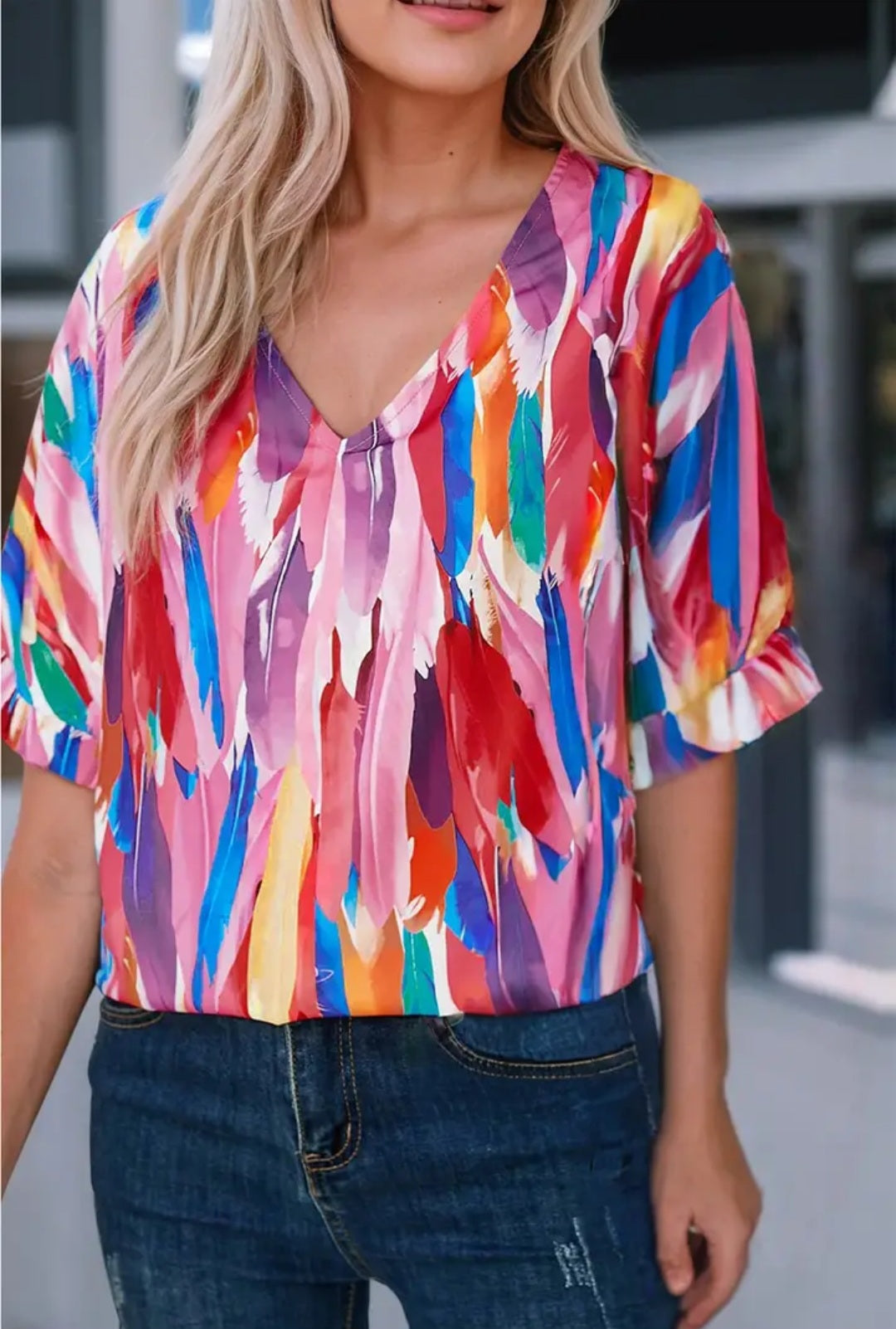 Colorful Feather Top